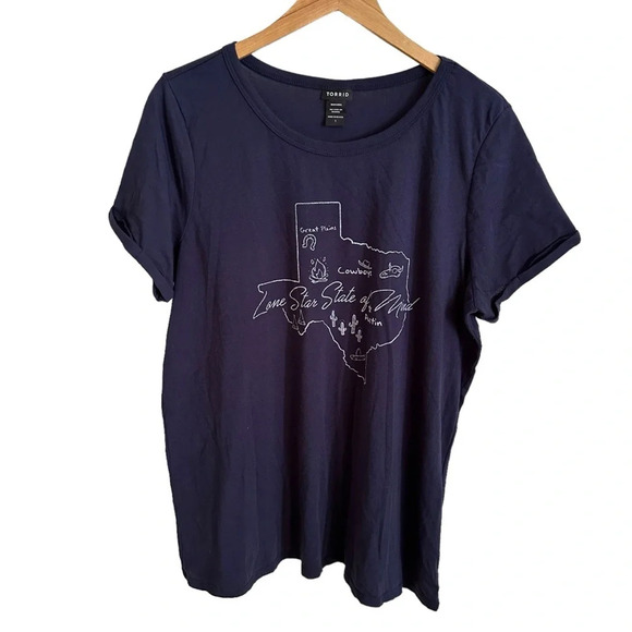 Torrid 1 1X Navy Blue Texas Lone Star State of Mind T Shirt Tee Austin Cowboys - Picture 1 of 4